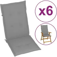 vidaXL Tuinstoelkussens 6 st hoge rug 120x50x3 cm stof grijs