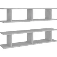 vidaXL Wandschappen 2 st 90x18x20 cm bewerkt hout betongrijs