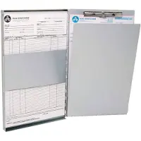Westcott aluminium klembord met opbergvak zij-mechanisme A4 staand