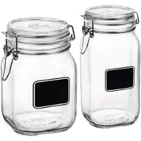 Bormioli Rocco Set van 2x stuks weckpotten/inmaakpotten met krijtplaatje 1 liter - 1,5 liter - Weckpotten