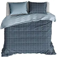 De Witte Lietaer Dekbedovertrek Nickel Blue Fog Satijn-200 x 200 / 220 cm | 2-Persoons
