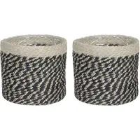 Mica Decorations 2x stuks naturel zwart rotan planten pot mand van gedraaid jute/riet H18 en D18 cm - Plantenpotten
