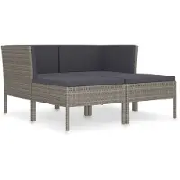 vidaXL 4-delige Loungeset met kussens poly rattan grijs