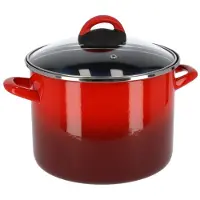 Blokker Rvs Rode Kookpan/soeppan Met Glazen Deksel 22 Cm 9 Liter - Kookpannen