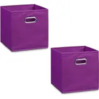 Zeller 2x Paarse opbergmandjes kinderkamer 32 x 32 cm - Opbergmanden