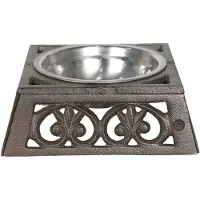 Clayre & Eef Bruine Dieren voerbak 18*18*6 cm / 300 ml 6Y3060