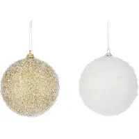 Mica Decorations Kerstboomversiering 6x kerstballen met sneeuw 8 cm - Kerstbal