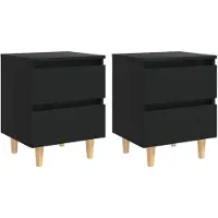 vidaXL Nachtkastjes 2 st met grenenhouten poten 40x35x50 cm zwart