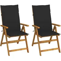 vidaXL : 2 verstelbare klapstoelen met kussens, gemaakt van massief acaciahout