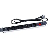 Perel Stekkerdoos 19 inch EBP08PDU 8-voudig Zwart, RVS 1 stuk(s)
