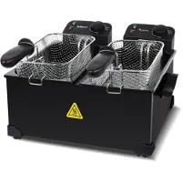 TurboTronic Friteuse DF2 Dubbele Mand Zwart - 6 Liter