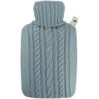 Merkloos Luxe warmwaterkruik met gebreide hoes pastel blauw 1,8 liter - Kruiken