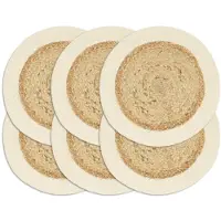 vidaXL Placemats 6 st rond 38 cm jute en katoen natuurlijk