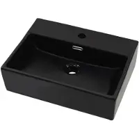 vidaXL Vasque avec trou de robinet en céramique Noir 51,5x38,5x15 cm