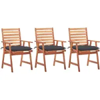 vidaXL Tuinstoelen 3 st met kussens massief acaciahout