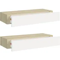 vidaXL Wandladeplanken 2 st eiken en wit 60x23,5x10cm MDF