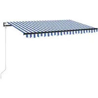 vidaXL Luifel automatisch met LED en windsensor 400x350 cm blauw wit