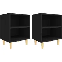 vidaXL Nachtkastjes 2 st met massief houten poten 40x30x50 cm zwart