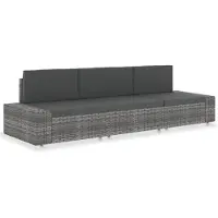 vidaXL Driezitsbank sectioneel poly rattan grijs