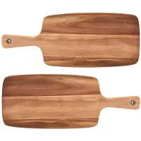 Zeller 2x Rechthoekige acacia houten snij/serveerplanken 52 cm - Snijplanken