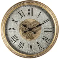 Clayre & Eef Wandklok ? 63*8 Cm / 1*aa Bruin Hout / Ijzer Clayre & Eef