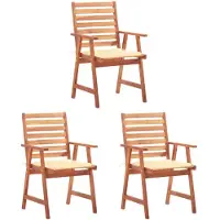 vidaXL Tuinstoelen 3 st met kussens massief acaciahout