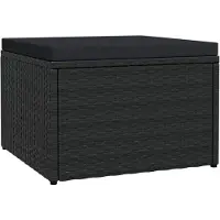 vidaXL Tuinvoetenbank met kussen poly rattan zwart