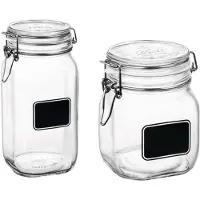 Bormioli Rocco Set van 2x stuks weckpotten/inmaakpotten met krijtplaatje 750 ml - 1,5 liter - Weckpotten