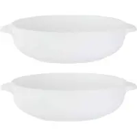 COSY&TRENDY 2x Witte Salade Serveerschalen Van Porselein 19,5 Cm Rond - Serveerschalen