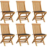 vidaXL Tuinstoelen 6 st met taupe kussens massief teakhout