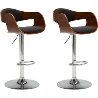 vidaXL Barstoelen 2 st gebogen hout en stof grijs