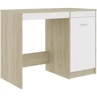 vidaXL Bureau 100x50x76 cm bewerkt hout wit en sonoma eikenkleurig