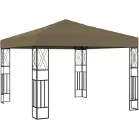 vidaXL Paviljoen, 3x3 meter, taupe kleur, met stoffen bekleding