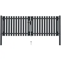 vidaXL Dubbele poort met deur staal 300x100 cm antraciet