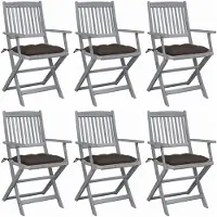 vidaXL Tuinstoelen 6 st inklapbaar met kussens massief acaciahout