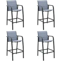 vidaXL Tuinbarstoelen 4 st textileen grijs