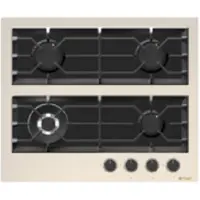 Wiggo Wh-g634gr(c) - Inbouw Gaskookplaat Met Wok - 60cm - Creme Glas