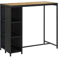 vidaXL Bartafel met opbergrek 120x60x110 cm poly rattan zwart