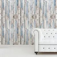 Walplus Houtstroken - Muur Decoratie Sticker - Grijs/blauw - 4 Bladen Van 60x90 Cm