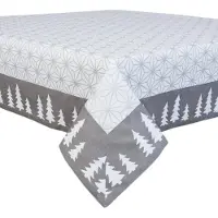 Clayre & Eef tafelkleed 100x100 cm - grijs, wit - katoen, 100% katoen