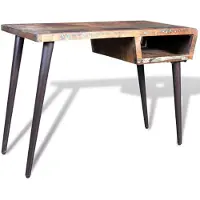 vidaXL Bureau met ijzeren poten gerecycled hout