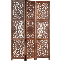 vidaXL Kamerscherm 3 panelen handgesneden 120x165 cm mangohout bruin