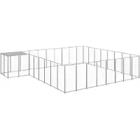 vidaXL Hondenkennel 20,57 m² staal zilverkleurig