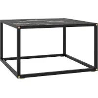 vidaXL Salontafel zwart met zwart glas, marmerlook, 60x60x35 cm