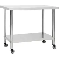 vidaXL Keukenwerkblad met wielen, 100x45x85 cm, roestvrij staal