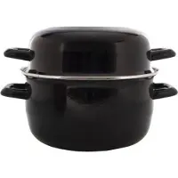 OTIX Mosselpan - Mosselpot - Inductie - Alle Warmtebronnen - Zwart - Emaille - 24x24x21cm