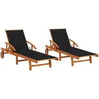 vidaXL Ligstoelen 2 st met kussens massief acaciahout