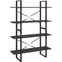 vidaXL Boekenkast met 4 schappen 100x30x140 cm bewerkt hout grijs