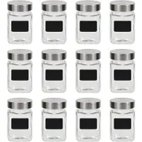 vidaXL Opbergpotten met stickers 12 st 300 ml