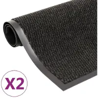 vidaXL Droogloopmatten 2 st rechthoekig getuft 90x150 cm zwart